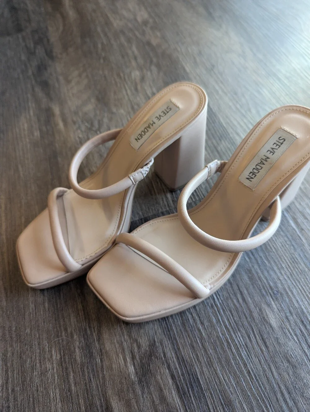 Steve Madden Blush Strappy Block-Heel Sandals Size 6
